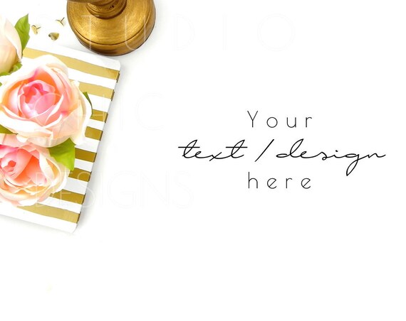 Pink And Gold Styled Desktop Desk Mockup Styled