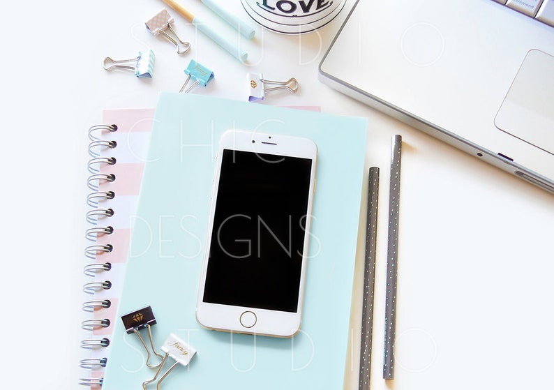 Styled Stock Photography Styled Tech Desktop Stock Image iPhone Digital Image Flatlay 031-1 image 1