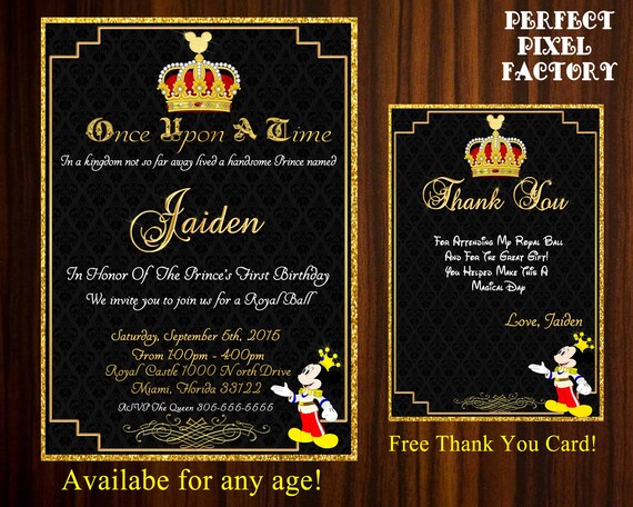 PRINCE MICKEY INVITATION,Prince Invitation,Mickey Mouse,Royal Invitation,Clubhouse, Disney,Printable,diy,made to order,Perfect Pixel Factory Il_570xn