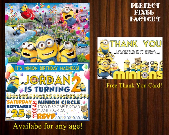 Minions invitation,minions birthday,minions pool party,minions,despicable me, kids birthday,pool party,beach birthday, minion madness Il_570xn