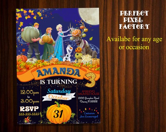 Frozen Invitation, Frozen Thanksgiving, Frozen Halloween, Frozen Birthday, Frozen printable, Elsa, Anna, Olaf invitation, Frozen Fall, Fall Il_570xn