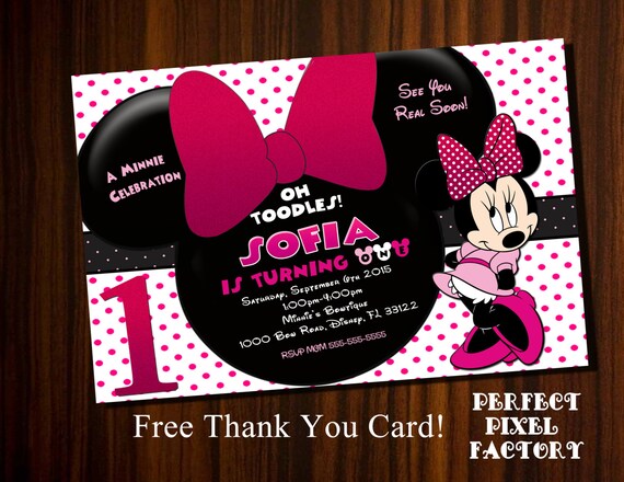 Minnie Mouse Invitation,Minnie Mouse Birthday,Minnie Mouse Party,Minnie Invitation,Printable invitation,Pink Minnie Birthday Invitation Il_570xn