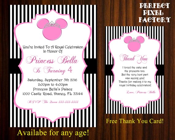Minnie Mouse invitation, Minnie Mouse Birthday, Minnie Princess invitation, Princess Invitation,Minnie Mouse Party invitation Il_570xn