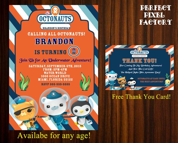 OCTONAUTS BIRTHDAY INVITATION, Disney Junior, Nautical graphic regarding Octonauts Printable identified as OCTONAUTS BIRTHDAY INVITATION, Disney Junior, Nautical