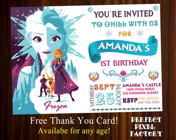Frozen Invitation, Frozen Birthday, Disney's Frozen,Frozen Party,Printable Invitation,diy,Elsa,Anna,Olaf,Made To Order,Perfect Pixel Factory Il_570xn