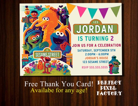 Sesame Street invitation, Sesame Street Birthday, Sesame Street party, Elmo Invitation, Big Bird, Cookie Monster, First Birthday, Printable Il_570xn