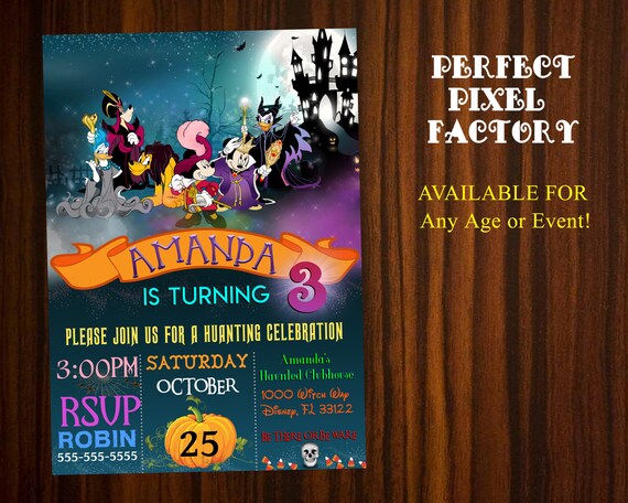 Mickey Mouse Halloween Invitation, Minnie Halloween Invitation,Halloween Invitation, Happy Halloween,Spooktacular , Custom, Invitation Il_570xn