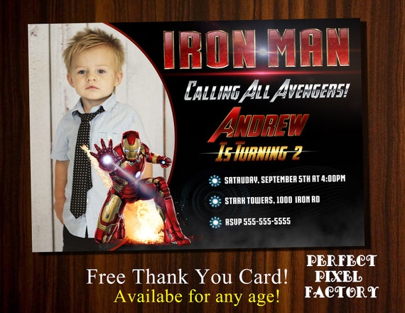 Iron Man Invitation, Iron Man, Tony Stark, Avengers, Avengers Invitation, Superheroes, Iron Man Birthday, Iron Man Party, Superhero Il_570xn