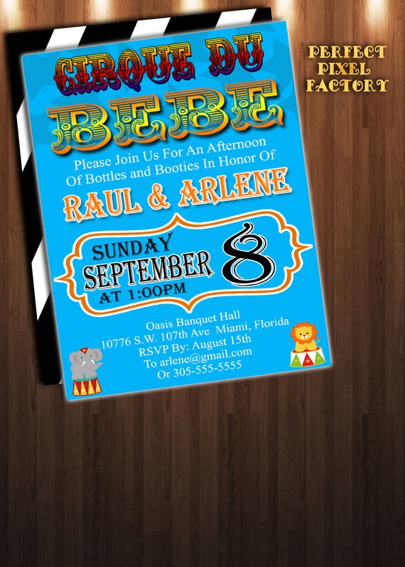 Cirque Du Bebe, Cirque invitation, Baby shower, Baby shower invitation, Circus baby shower, carnival baby shower, printable invitations Il_570xn