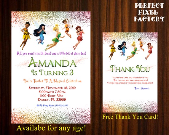 Tinkerbell invitation, Tinkerbell birthday, Tinkerbell party, Tinkerbell, Tinkerbell and friends,Disney's Tinkerbell, Fairy Invitation Il_570xn