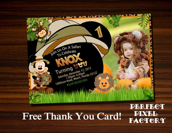 Mickey Safari Invitation,Mickey invitation,Safari Invitation, Safari Birthday invitation,Safari Party invitation,Mickey Birthday invitation Il_570xn