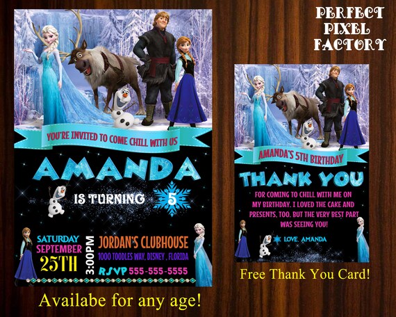 Frozen Invitation, Frozen Birthday, Disney's Frozen,Frozen Party,Printable Invitation,diy,Elsa,Anna,Olaf,Made To Order,Perfect Pixel Factory Il_570xn