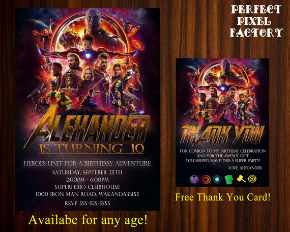 Avengers, Infinity War, Avengers Birthday Invite, Avengers Birthday Party, Superhero Invitation, Superhero Avenger, Avenger Invitation Il_570xn