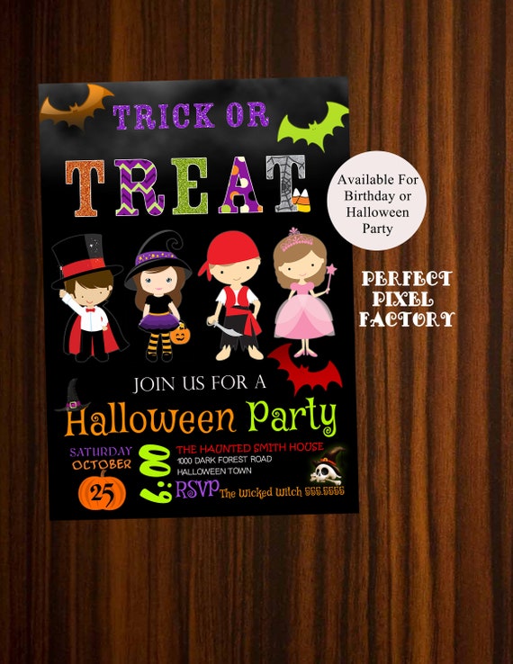 Halloween Invitation, Halloween party invitation, Halloween card, Halloween, Halloween Kids invitation, Halloween Birthday Il_570xn