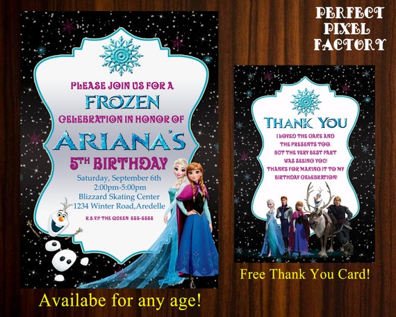 Frozen Invitation, Frozen Birthday, Disney's Frozen,Frozen Party,Printable Invitation,diy,Elsa,Anna,Olaf,Made To Order,Perfect Pixel Factory Il_570xn