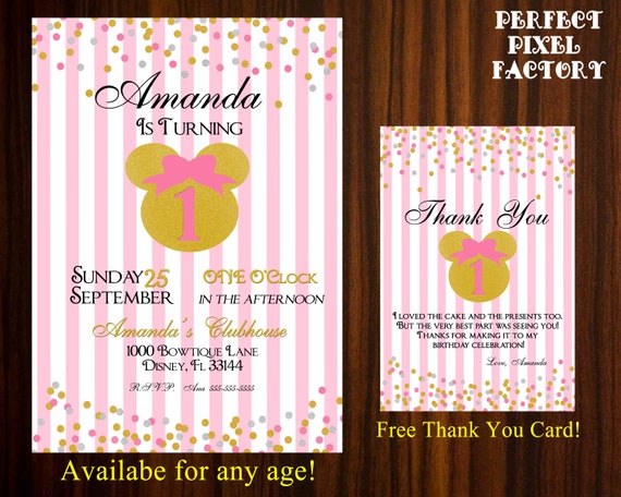 Minnie Mouse Invitation, Minnie Invitation, Glitter Minnie Invitation,Minnie Mouse Party,Printable invitation,Minnie Birthday Invitation Il_570xn
