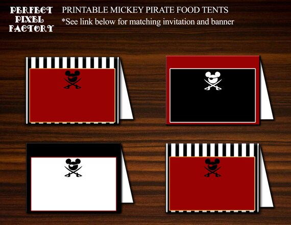 Mickey Food Tents, Pirate Mickey Food Tents,Printable Food Tents, Pirate invitation, printable Food Tents, Food tents, Instant download Il_570xn