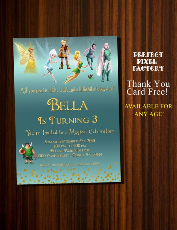 Tinkerbell Invitation, Tinkerbell Birthday invitation, tinkerbell party invitation, printable invitation,Disney's Tinkerbell, Tinkerbell Il_570xn
