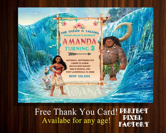 Moana Invitation, Moana Birthday, Moana Party, Moana Printable, Disney's Moana, Maui, Photo invitation, Digital Invitation Il_570xn