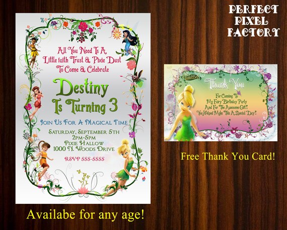 Tinkerbell Invitation Tinkerbell Birthday Party Tinkerbell