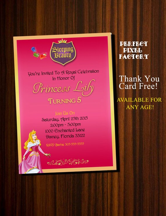 Sleeping Beauty Invitation, Sleeping Beauty Birthday, Aurora, Princess Invitation, Princess Party, Sleeping Beauty Party, Sleeping Beauty Il_570xn