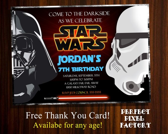 Star Wars Invitation, Star Wars Birthday, Star Wars photo invitation, Star wars birthday invitation, Photo invitation Il_570xn