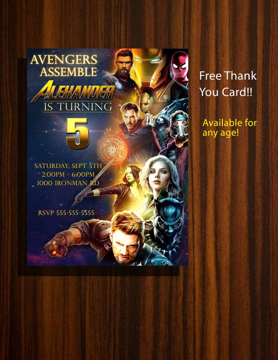 Avengers Infinity War, Avengers invitations, Avengers Party, Avengers Birthday, Superhero Invitation, Super Heroes, Iron Man, Hulk Il_570xn
