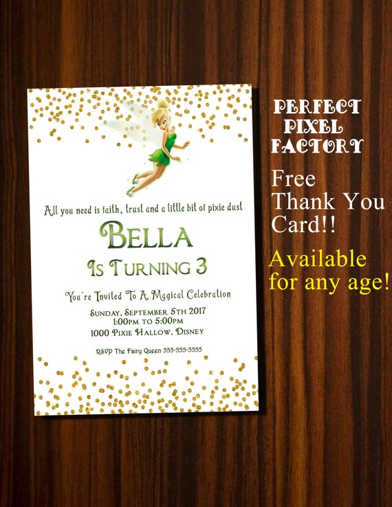 Tinkerbell Invitation, Tinkerbell Birthday invitation, tinkerbell party invitation, printable invitation,Disney's Tinkerbell, Tinkerbell Il_570xn