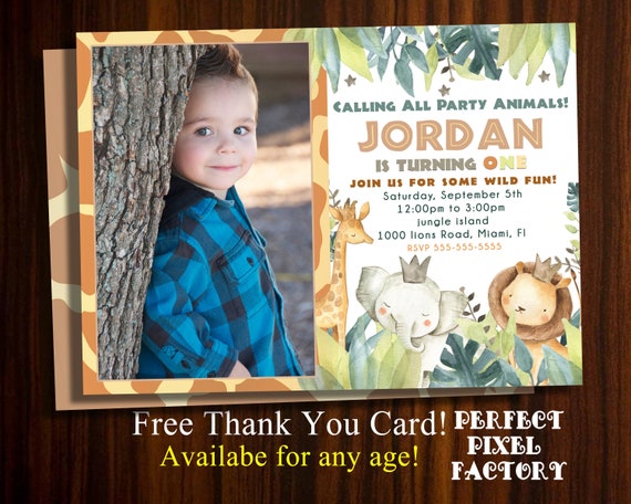 SAFARI BIRTHDAY, Safari Party, Safari Invitation, Birthday Safari, First Birthday, Kids Safari, Photo invitation,Printable Invitation Il_570xn