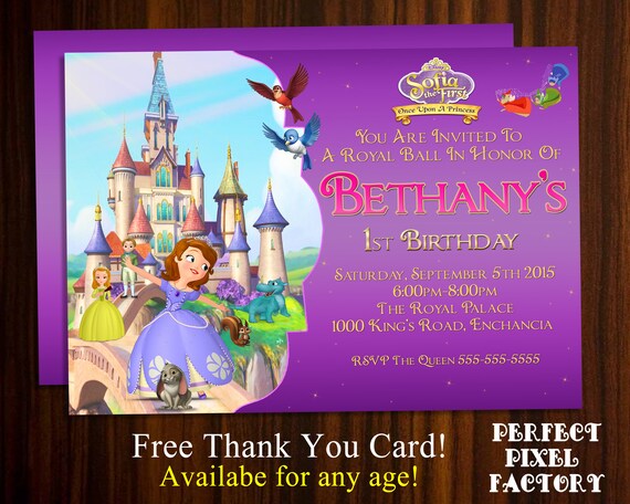 Sofia the first, Disney Junior invitation, Sofia Invitation, Princess Sofia, Disney Princess Invitation Il_570xn