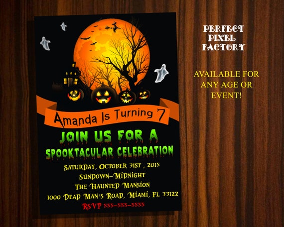 Halloween invitation, Halloween Birthday, Halloween Card, Scary Invitation, Halloween party, Party Invitation, Birthday Invitation Il_570xn