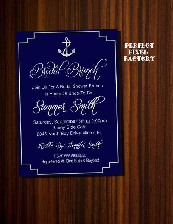 Bridal Shower invitation, Nautical Bridal Shower invitation, Nautical Bridal Shower, Nautical invitation, Printable Bridal Il_570xn