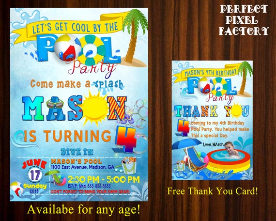 Pool Party Birthday Invitation,Pool Party, Summer Invitations,Pool Party Birthday,Summer Party,Pool Party, Splash, Il_570xn