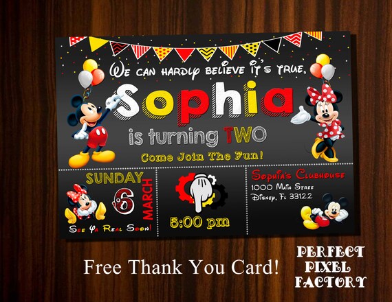 Mickey Mouse Invitations, Mickey and Minnie invitation, Minnie Mouse invitation, Mickey Birthday, Minnie Birthday,Mickey and Minnie Birthday Il_570xn