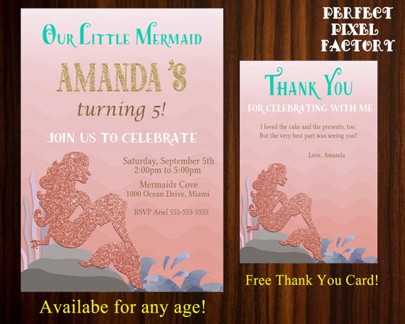 Mermaid Invitation, Under the sea, little mermaid, Mermaids, Glitter, Glitter mermaid, Mermaid tale, Mermaid tale invitation, Mermaids Il_570xn