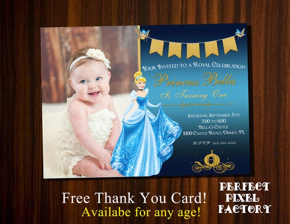 Cinderella, Cinderella invitation, Disney's Cinderella, Cinderella Birthday,photo invitation Glitter Invitation, Elegant Invitation, digital Il_570xn