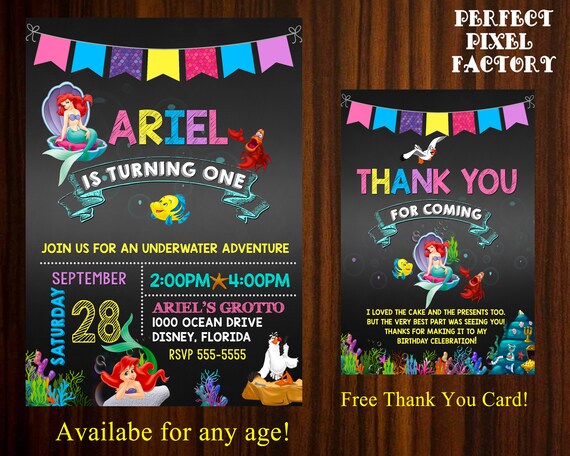 Little Mermaid invitation,Disney's Little Mermaid invitation,Princesses Invitation, Princesses invitation, Little Mermaid Birthday, Ariel Il_570xn