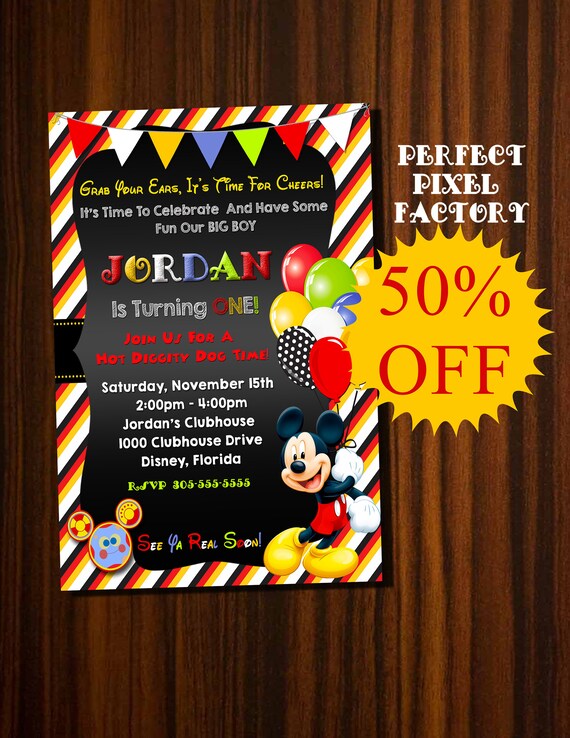 Mickey Mouse Invitation, Mickey Mouse Birthday, Mickey, Mickey Mouse, Mickey Party, Printable Invitation, Disney Invitation, Mickey Invite, Il_570xn