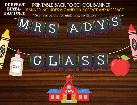 Back to School Banner, A-Z Banner,Back to school printable banner, Digital Banner, first day of school Il_570xn
