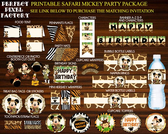 Mickey Safari Party Package, Party Printable, Digital Birthday Kit, Safari Mickey, Mickey Mouse, Safari Mickey Birthday, Safari Mickey Party Il_570xn