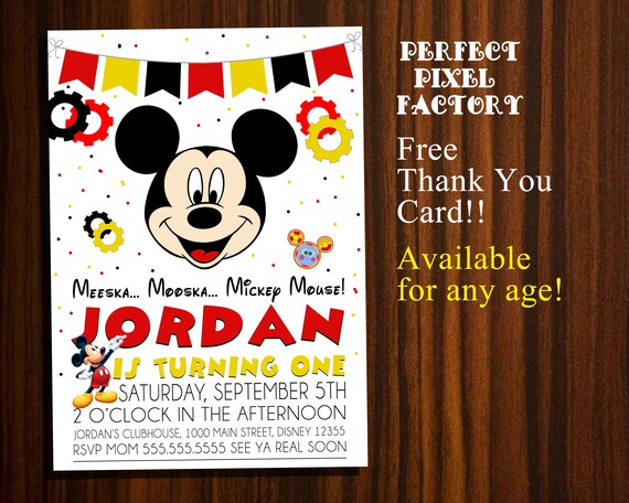 Mickey Mouse Invitation, Mickey Mouse, Mickey invitation,Photo Invitation, Kids,Disney Invitation,Classic Mickey, Mickey Mouse Clubhouse Il_570xn
