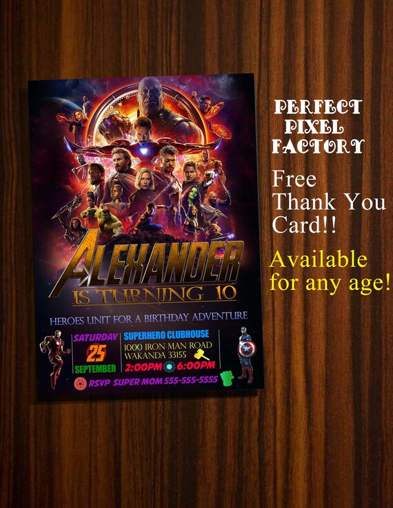 Avengers, Infinity War, Avengers Birthday Invite, Avengers Birthday Party, Superhero Invitation, Superhero Avenger, Avenger Invitation Il_570xn