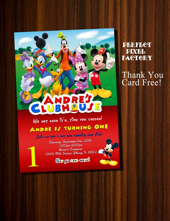Mickey Mouse Invitation, Mickey Mouse Clubhouse invitation, Disney Junior invitation, Mickey Mouse Birthday invitation, Mickey Birthday Il_570xn