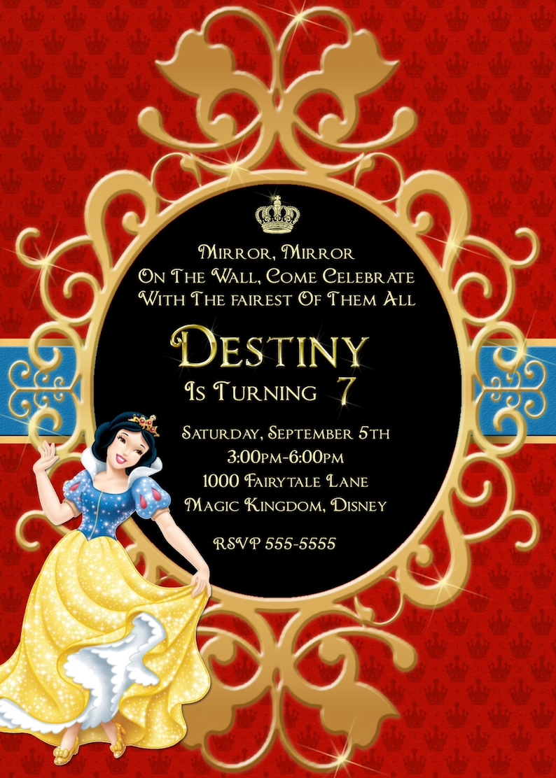 snow white birthday invitation snow white birthday disney