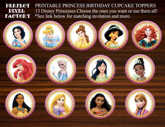 Princess Cupcake toppers, Princesses Cupcake toppers, Disney Cupcake Toppers, Princess Birthday, Princess Invitation, Disney Princesses Il_570xn