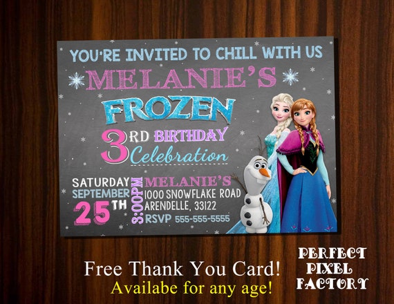 Frozen Invitation, Frozen Birthday, Disney Frozen, Elsa, Anna, Olaf,Frozen printable, Frozen, Custom Frozen Invitation, Olaf invitation Il_570xn