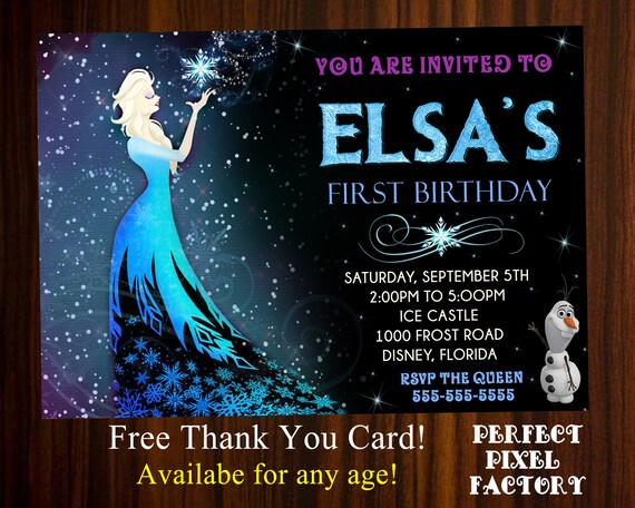 Frozen Invitation, Frozen Birthday, Disney's Frozen,Frozen Party,Printable Invitation,diy,Elsa,Anna,Olaf,Made To Order,Perfect Pixel Factory Il_570xn