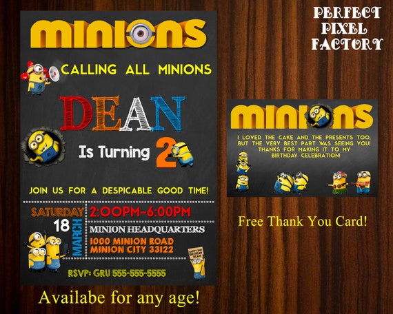 Minions invitation,minions birthday,minions pool party minions,despicable me, kids birthday,birthday, chalkboard Il_570xn