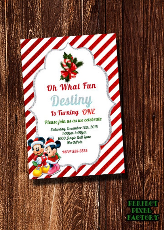MICKEY BIRTHDAY Invitation,Mickey Christmas birthday invitation,Holiday Invitation,Birthday invitation,christmas,invite, PerfectPixelFactory Il_570xn