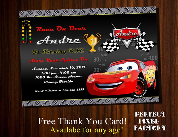 Disney's Cars Invitation, Disney Cars Birthday, Cars, Printable Invitation, Boys birthday, Lightning McQueen, Kids Party, Disney, Race car, Il_570xn